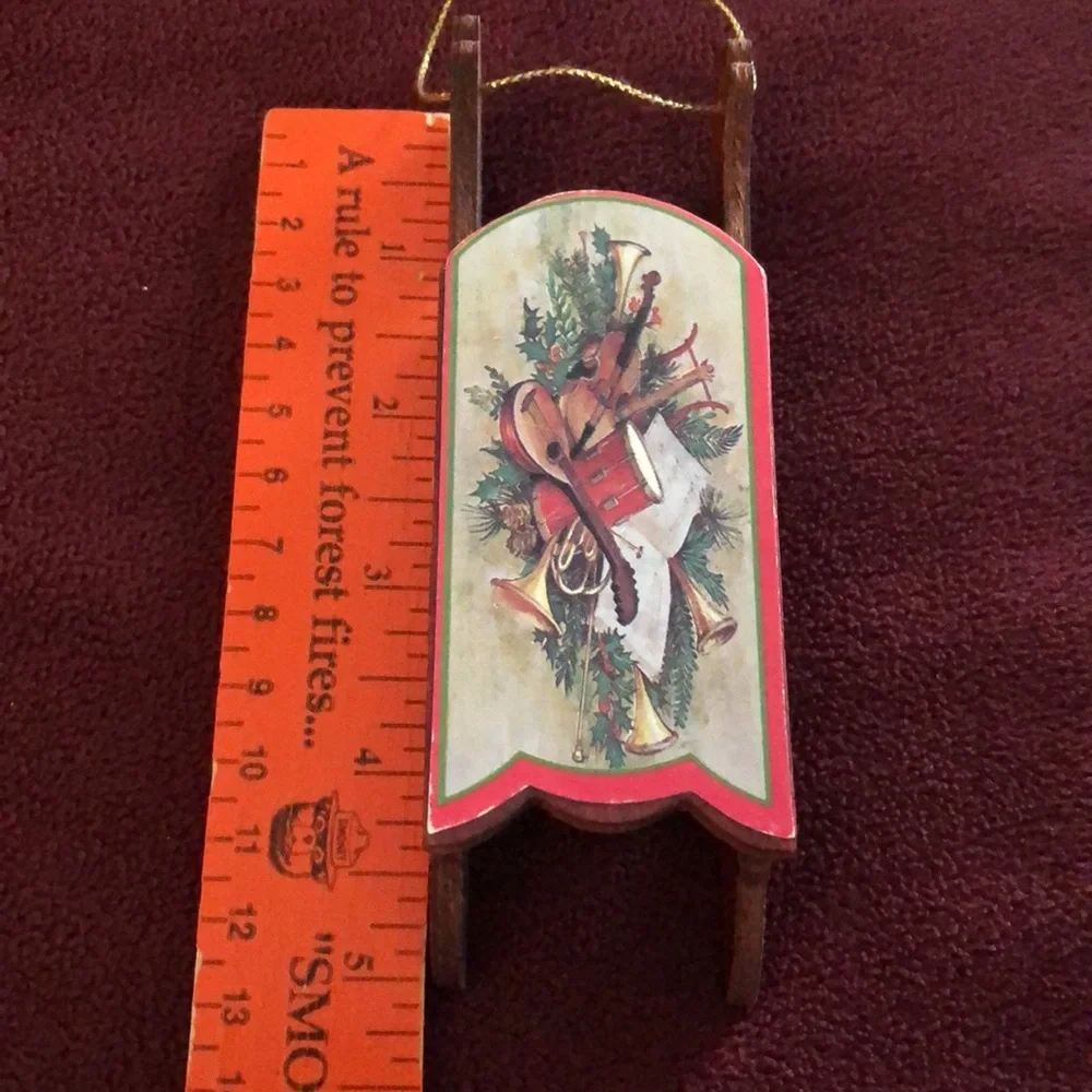 Vintage wooden sled ornament